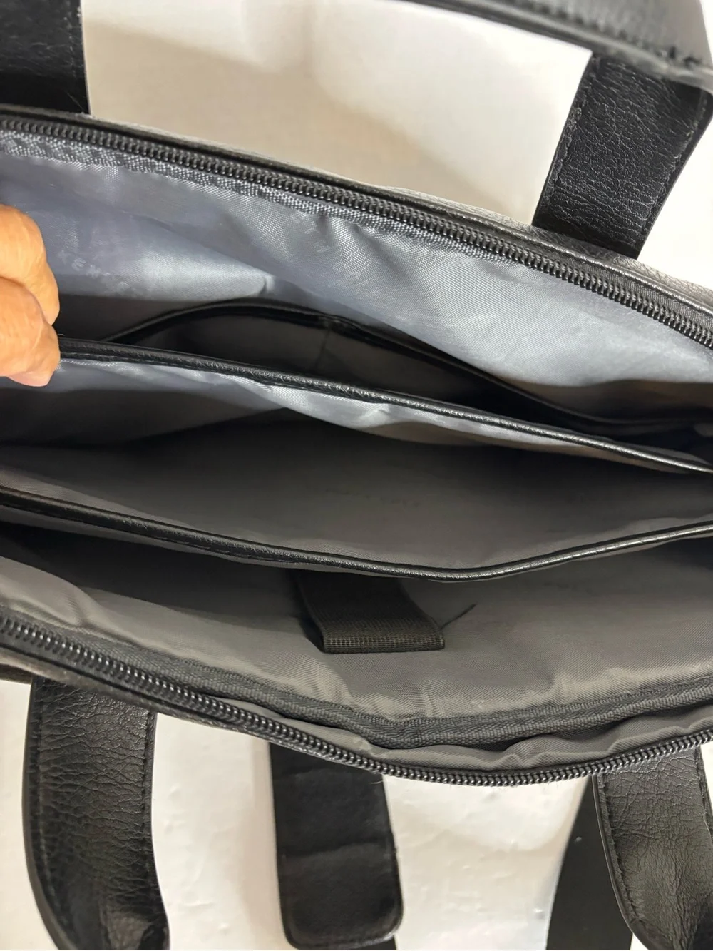 Black Faux Leather Laptop Briefcase Messenger Bag